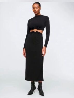 NWT Cult Gaia x Gap Black Long Sleeve Cut-Out Dress Sz S NWT